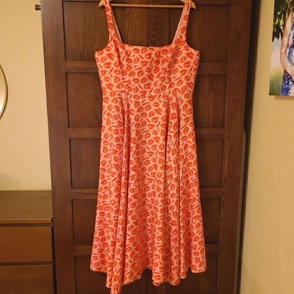 Brandon Maxwell Lip Print Silk A-line Maxi Dress - Picture 3 of 16